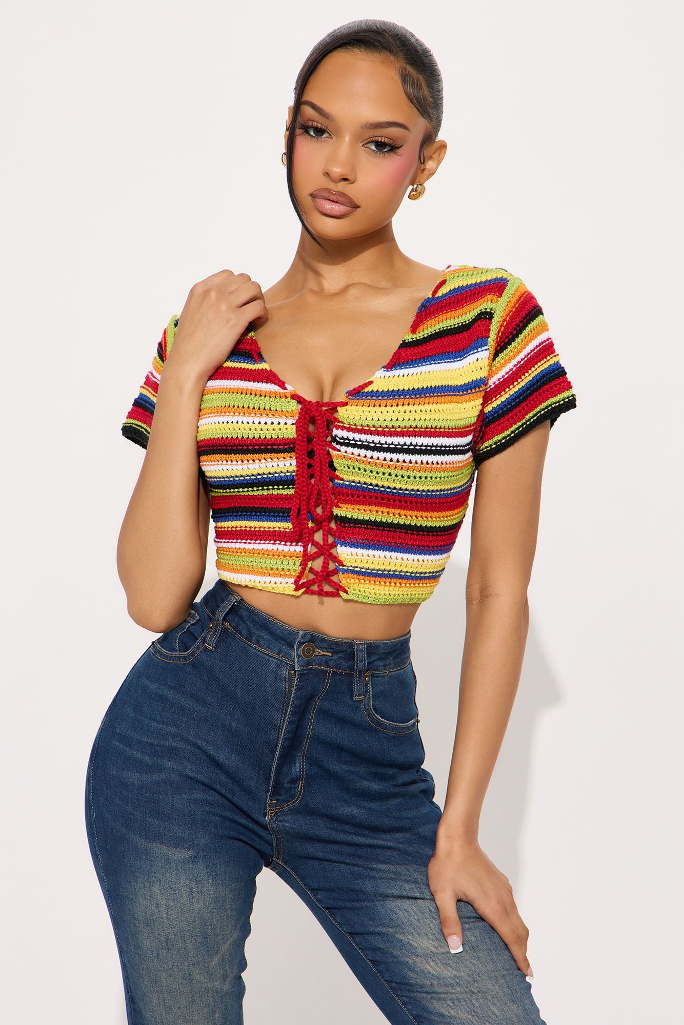 Vivid Dreams Cropped Crochet Top - Multi Color