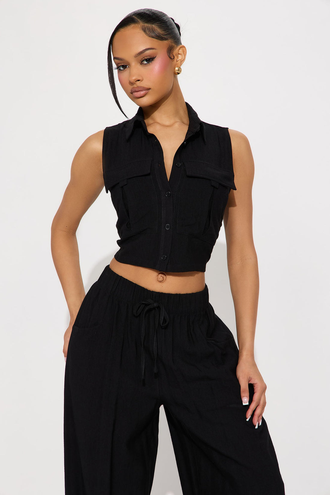 No Reason To Lie Linen Pant Set - Black