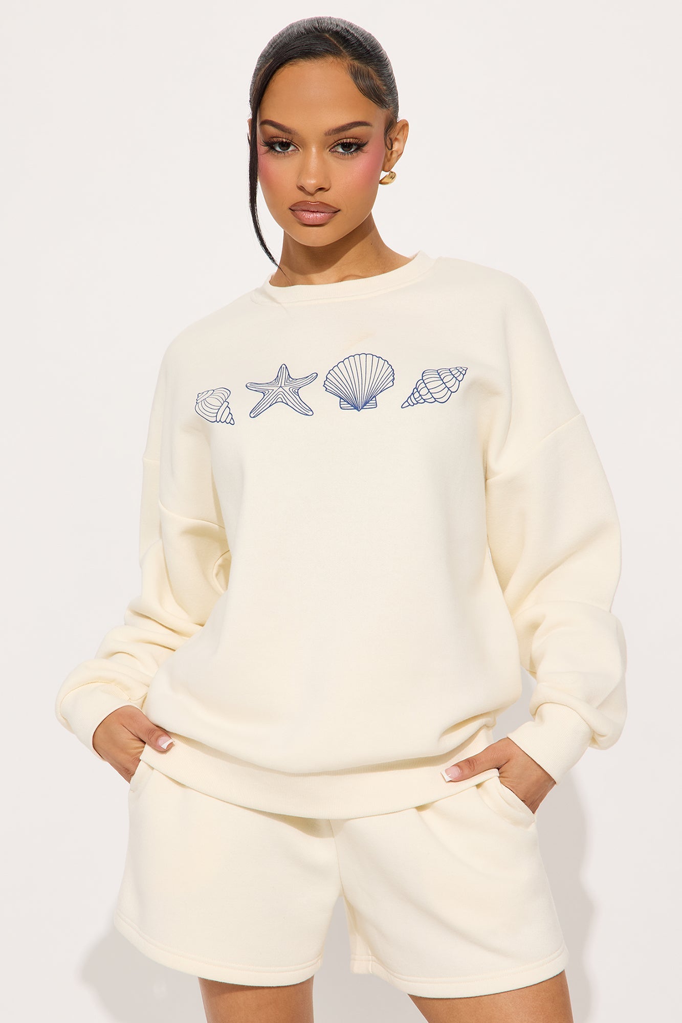 Seashell Fantasy Fleece Short Set - Ivory