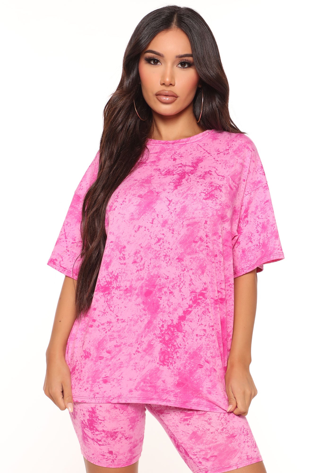 Chelsea Biker Short Set - Fuchsia