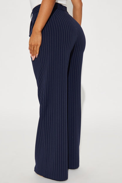 Turning Heads Pinstripe Trouser - Navy