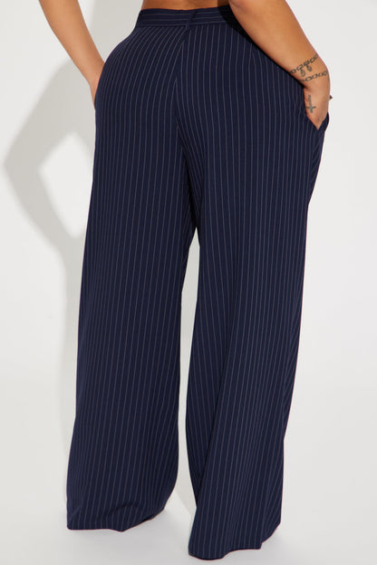Turning Heads Pinstripe Trouser - Navy