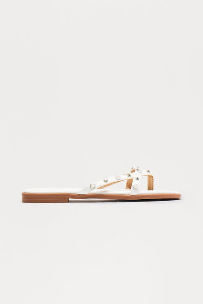 Tony Studded Flip Flops - White