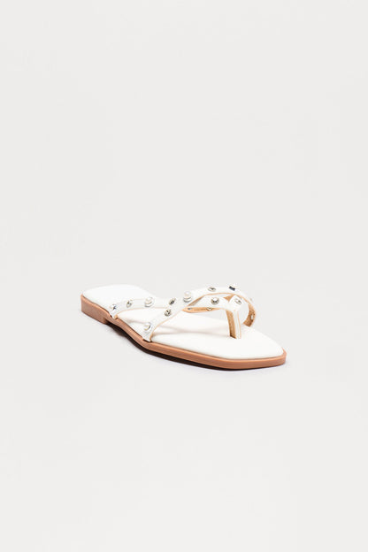 Tony Studded Flip Flops - White