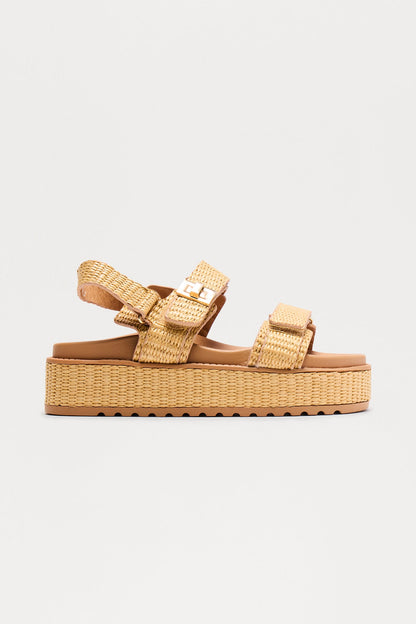 Jackson Raffia Platform Sandals - Beige