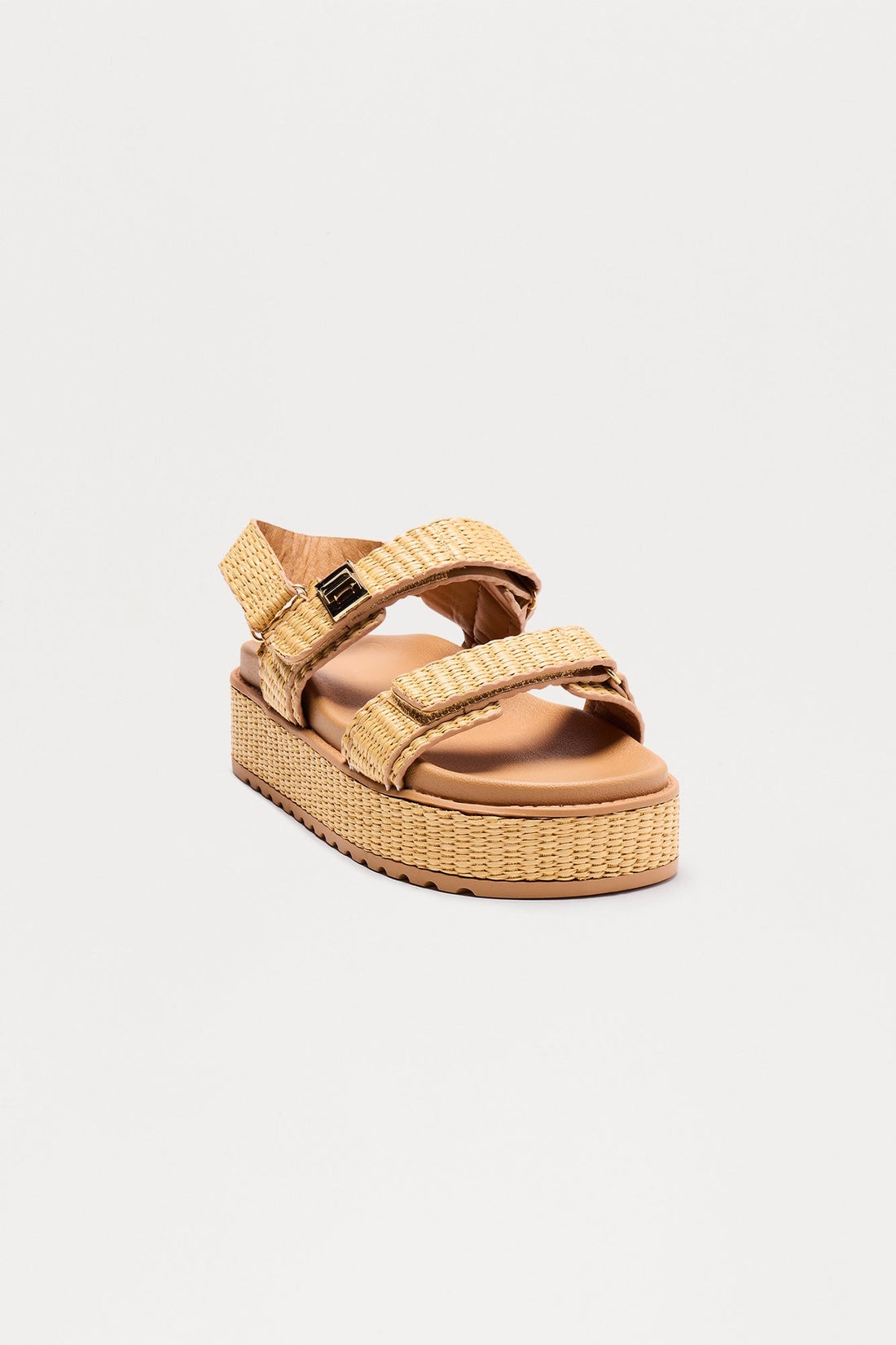 Jackson Raffia Platform Sandals - Beige