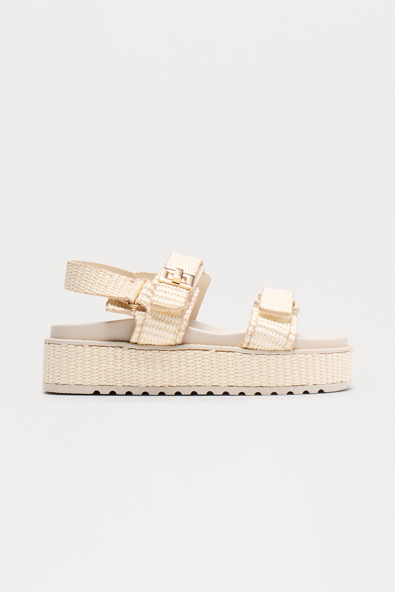 Jackson Raffia Platform Sandals - Ivory