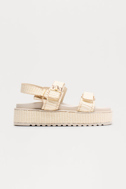 Jackson Raffia Platform Sandals - Ivory