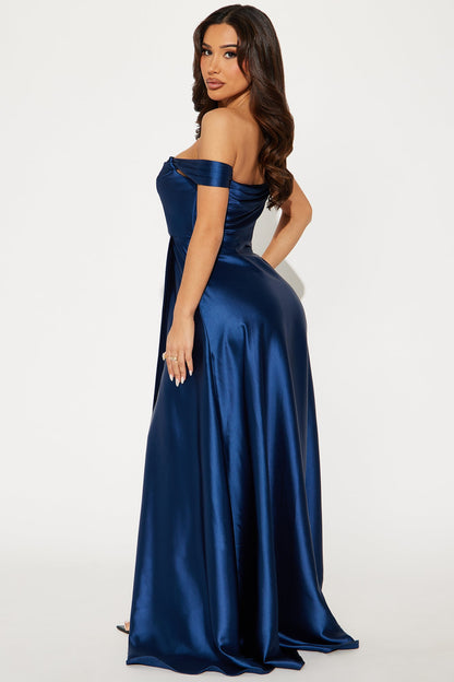Rosalee Satin Gown - Navy