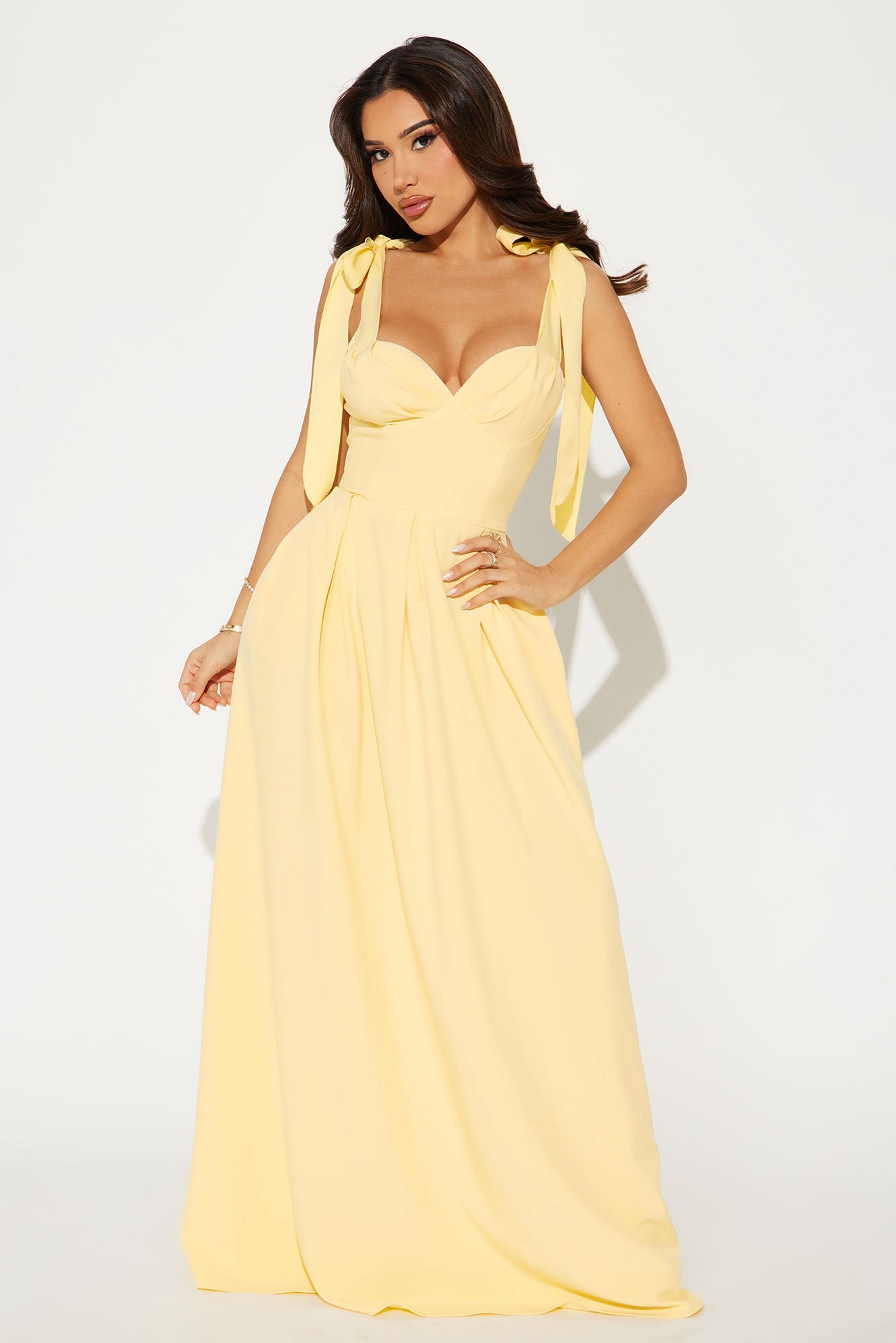 Isabelle Contrast Maxi Dress - Butter Yellow
