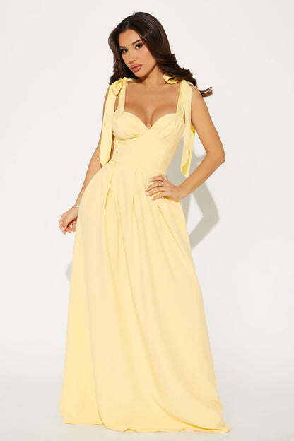 Isabelle Contrast Maxi Dress - Butter Yellow