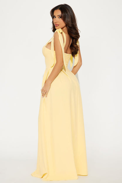 Isabelle Contrast Maxi Dress - Butter Yellow