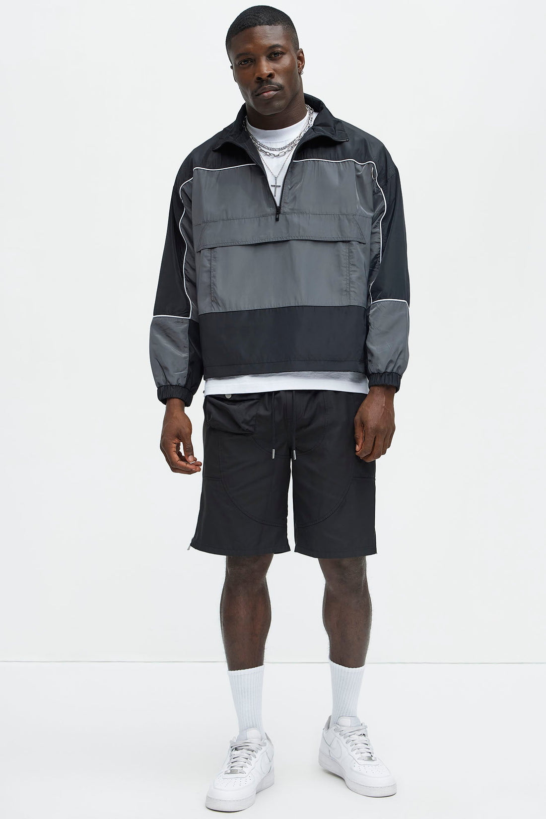 Racer Quarter Zip Coaches Jacket - Black/combo