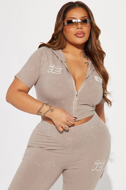 Stay Sporty Washed Hoodie - Taupe/combo