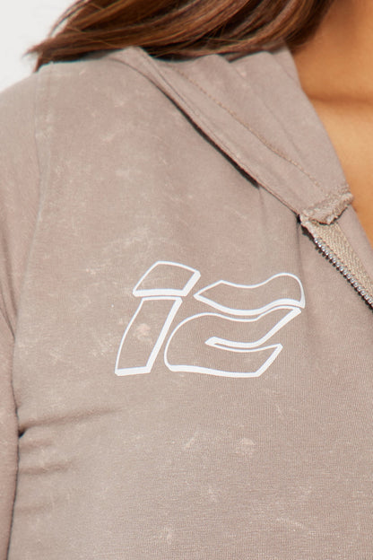Stay Sporty Washed Hoodie - Taupe/combo