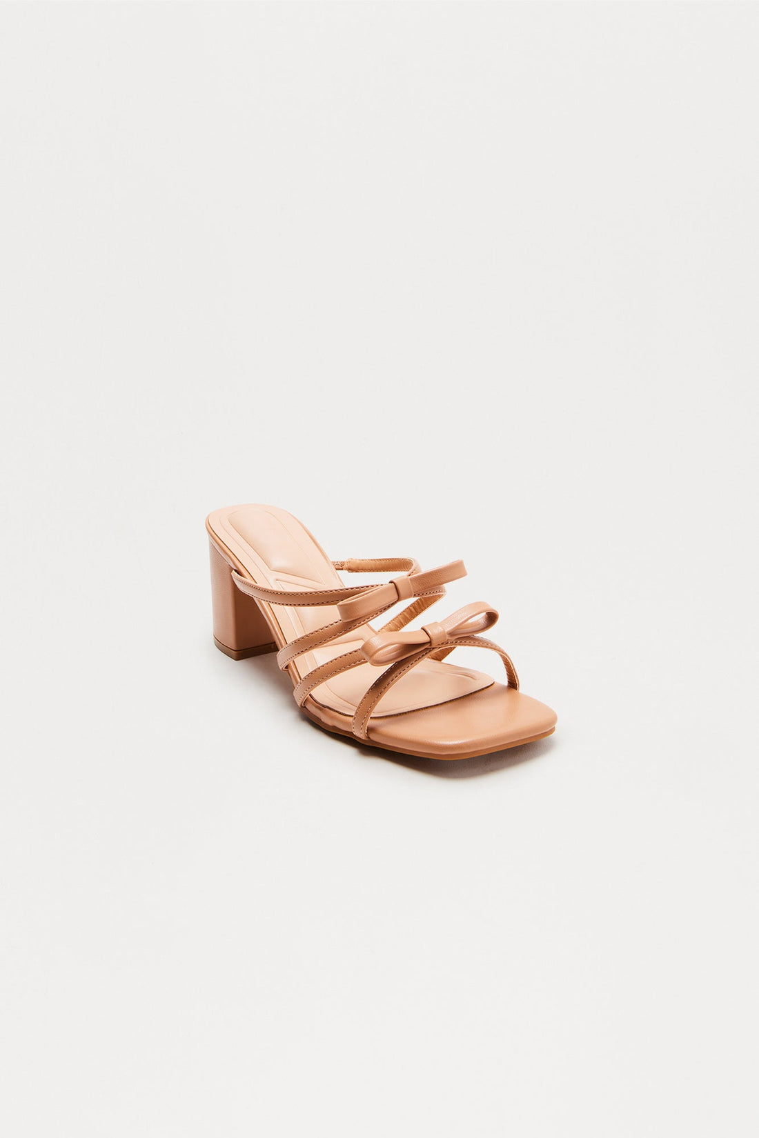 Miley Bow Block Mid Heels - Camel