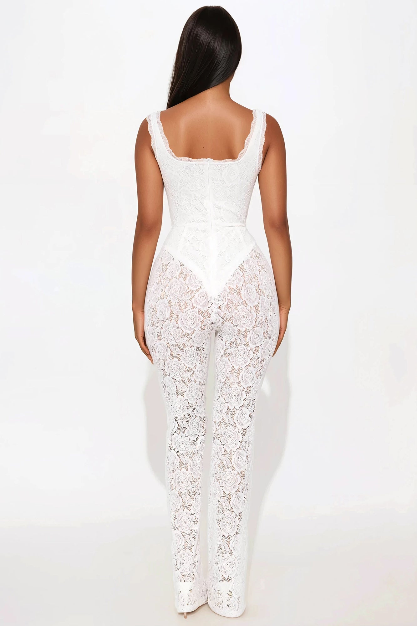 Falling For Him Lace Jumpsuit - White
