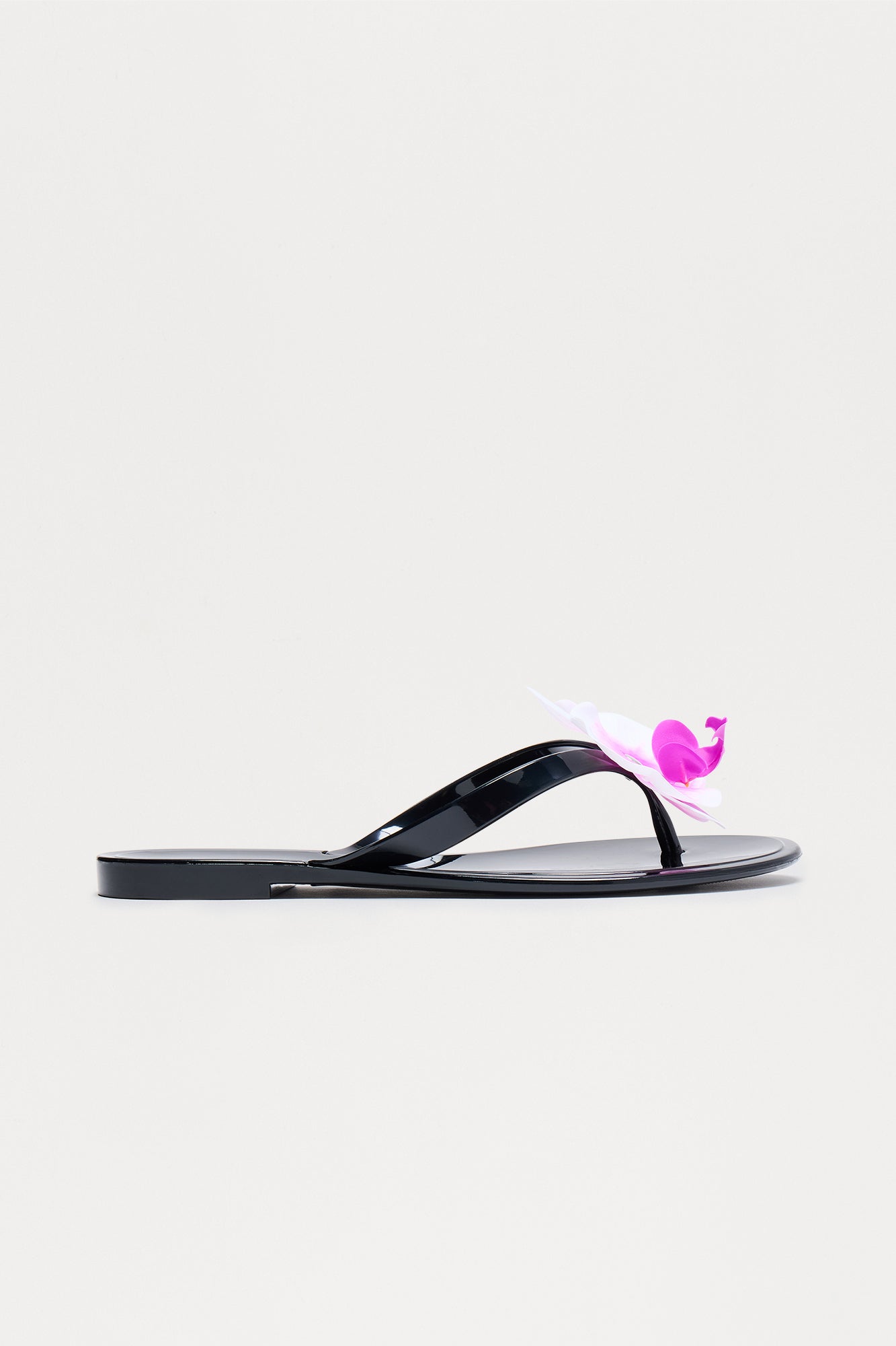 Denise Orchid Flip Flops - Black