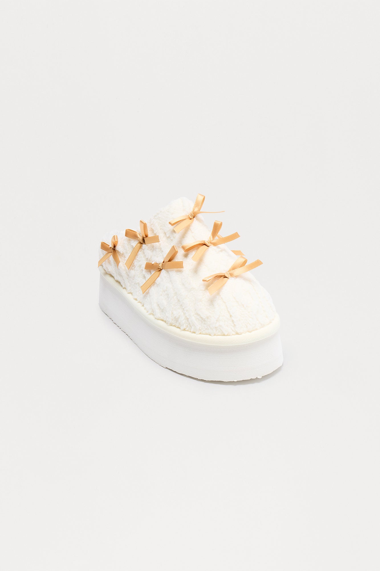 Teddy Bow Slippers - Beige
