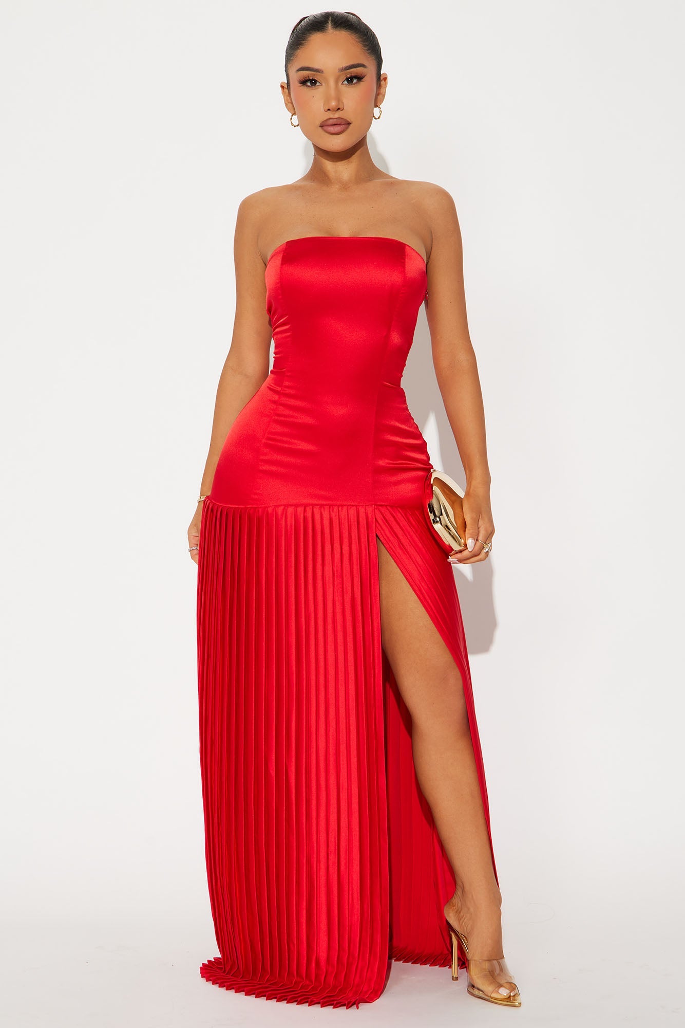 Lust For You Satin Maxi Dress - Red