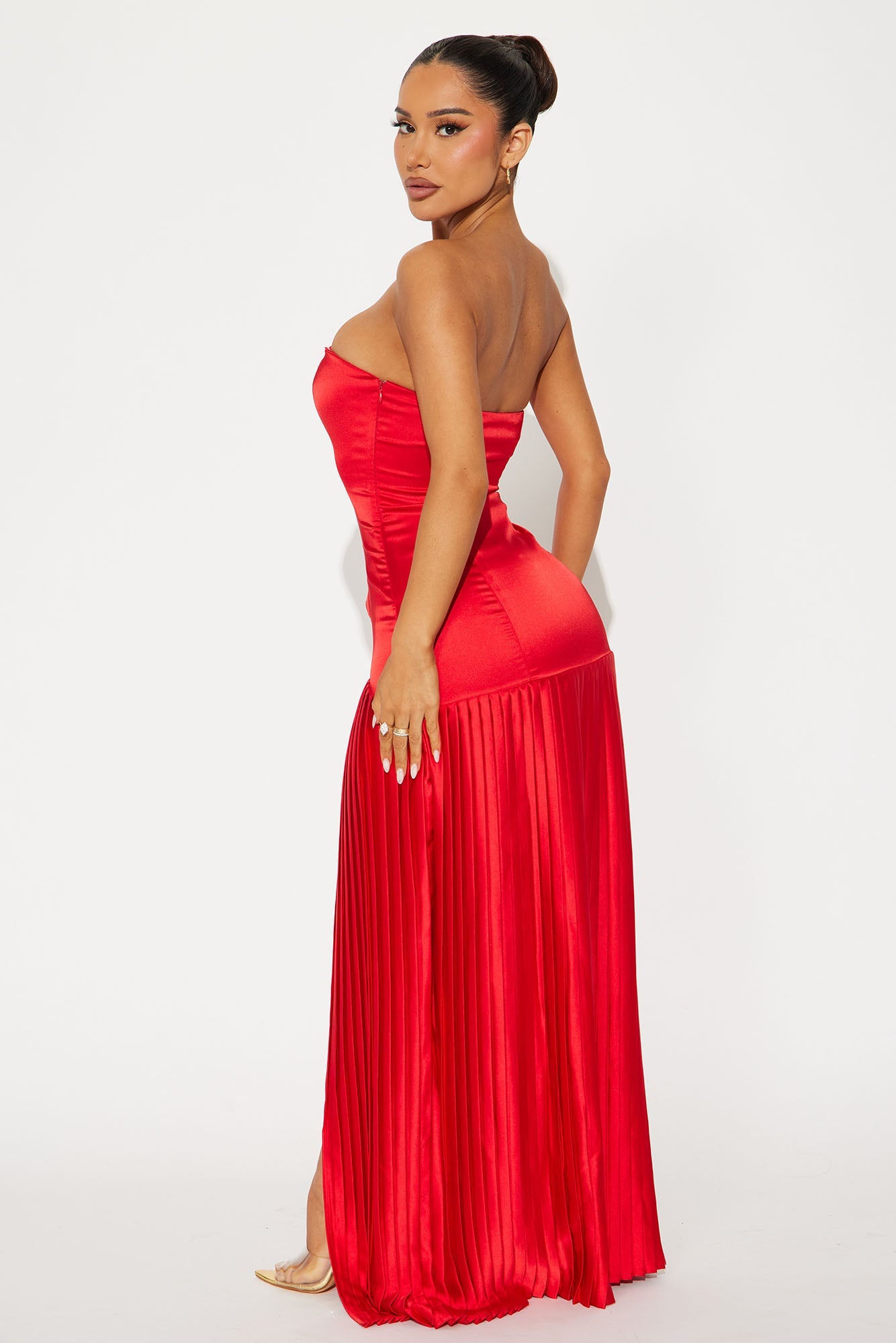Lust For You Satin Maxi Dress - Red