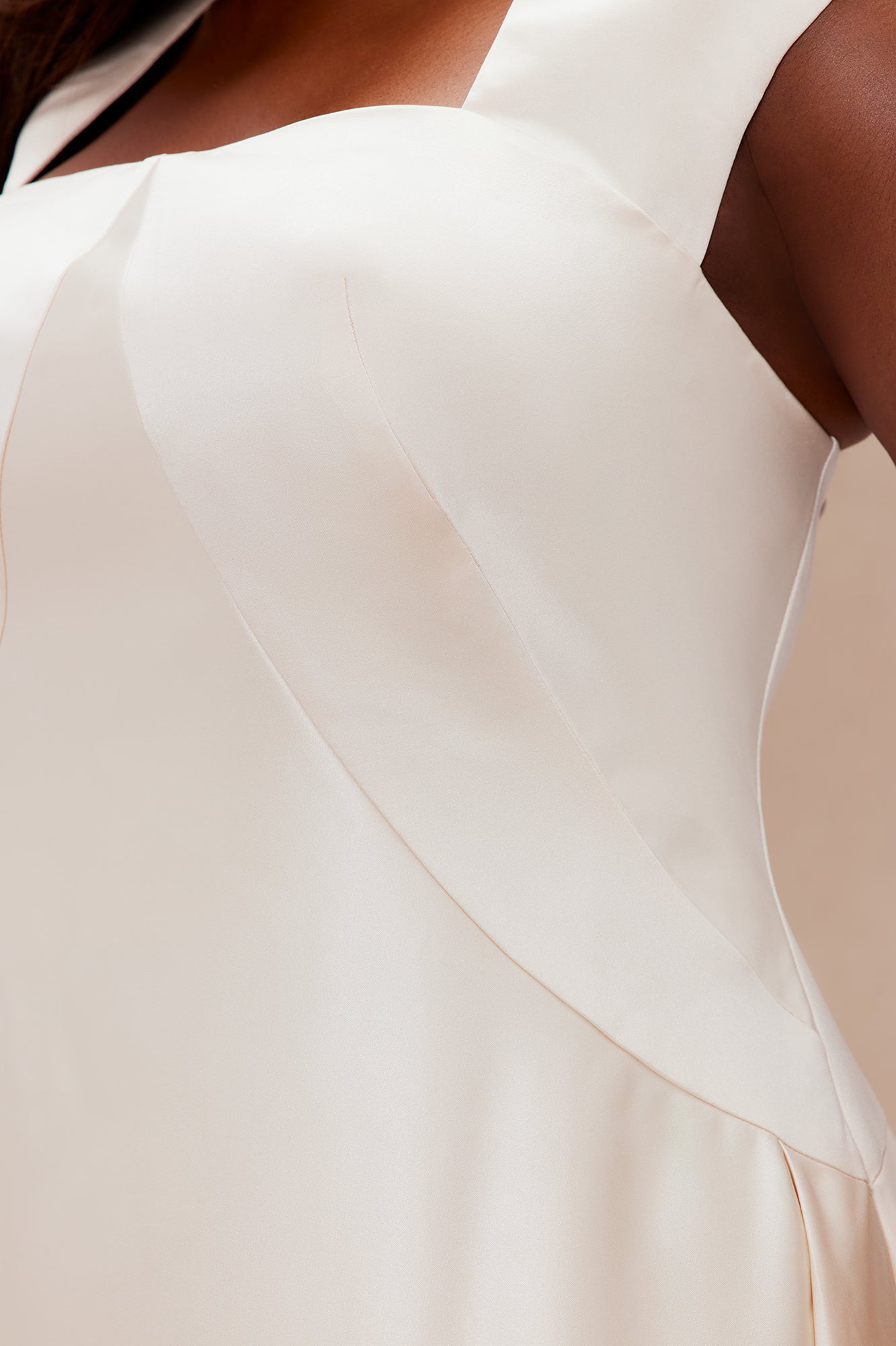 Darling Satin Midi Dress - Cream