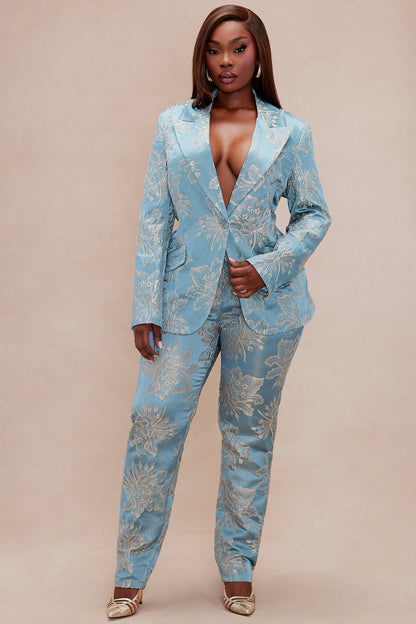 Annika Satin Suit Set - Blue