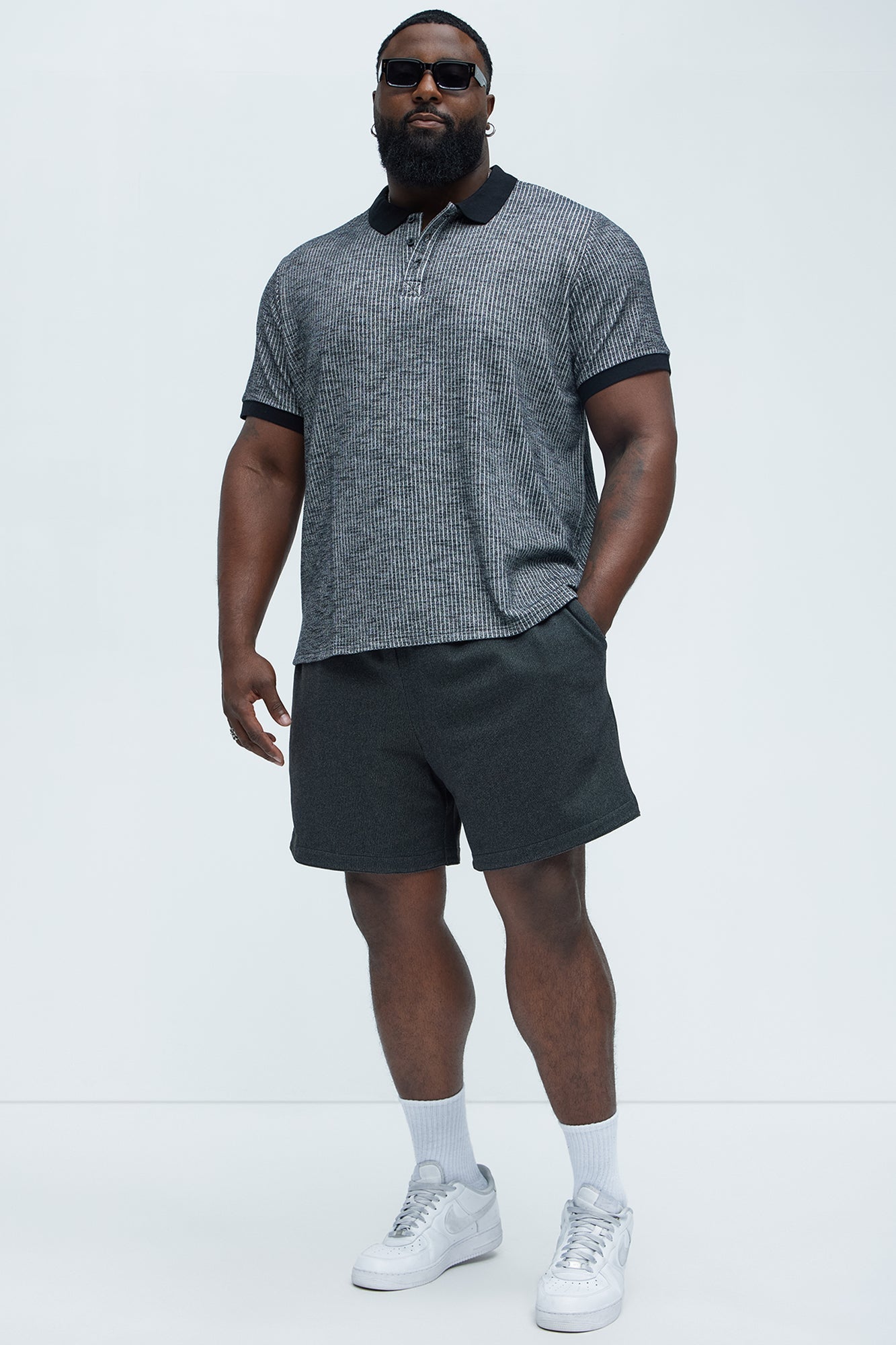 Grant Micro Stripes Shorts - Grey