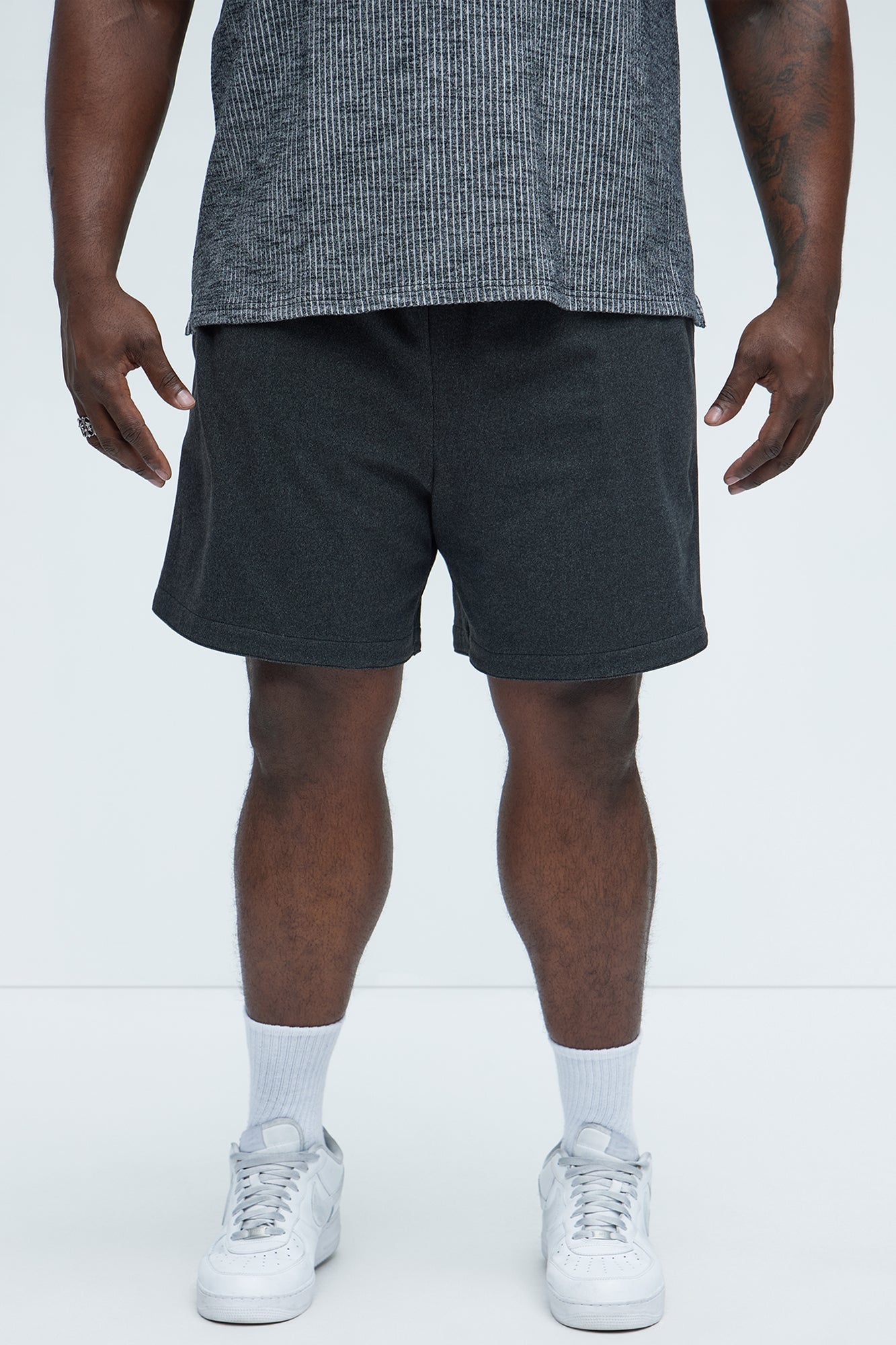 Grant Micro Stripes Shorts - Grey