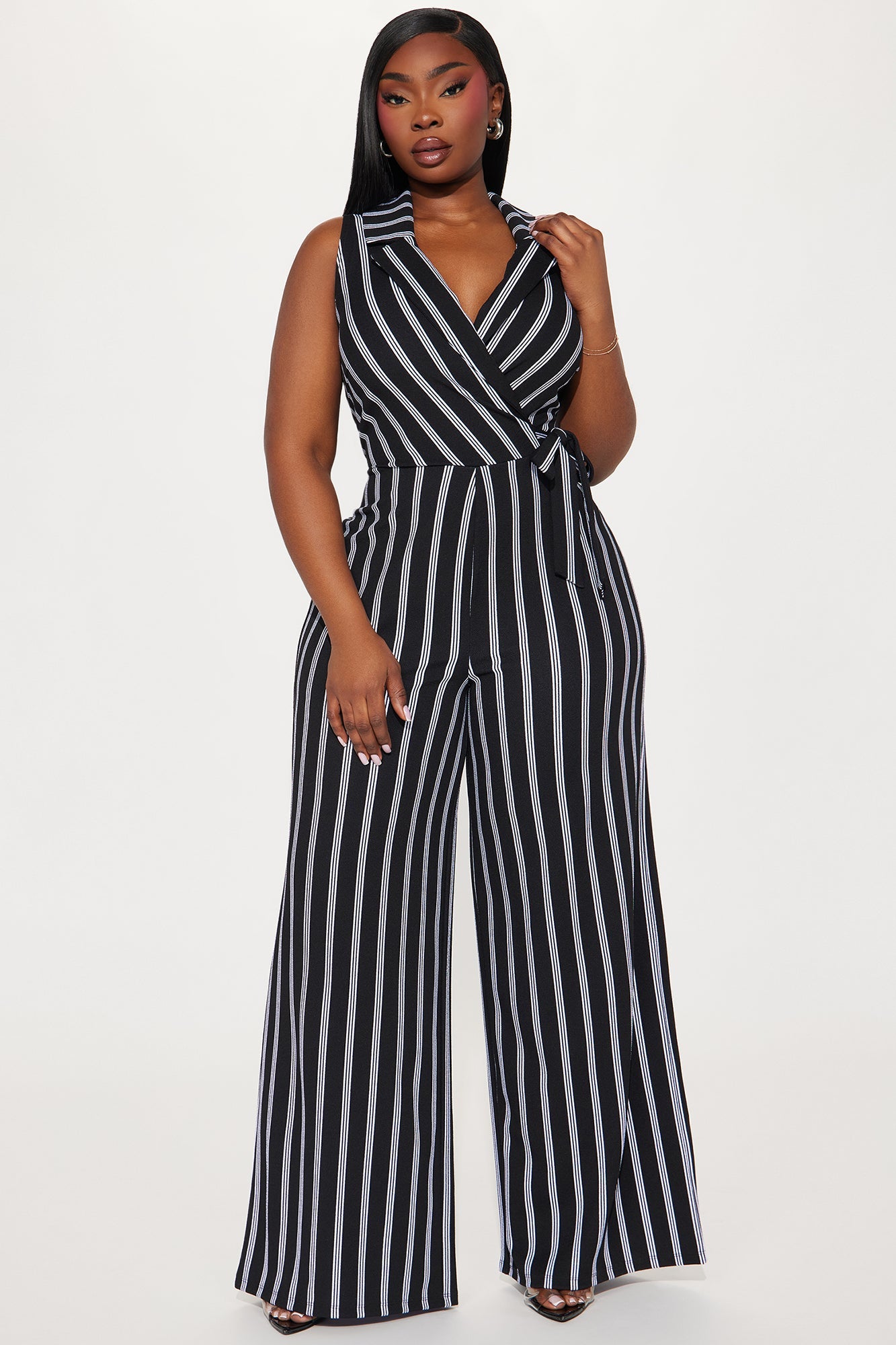 Leana Pinstripe Jumpsuit - Black/combo