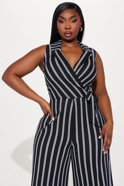 Leana Pinstripe Jumpsuit - Black/combo
