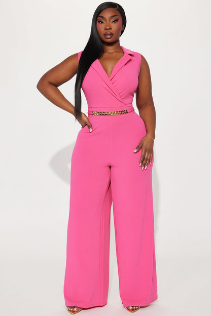 Chained To Your Love Jumpsuit - Fuchsia