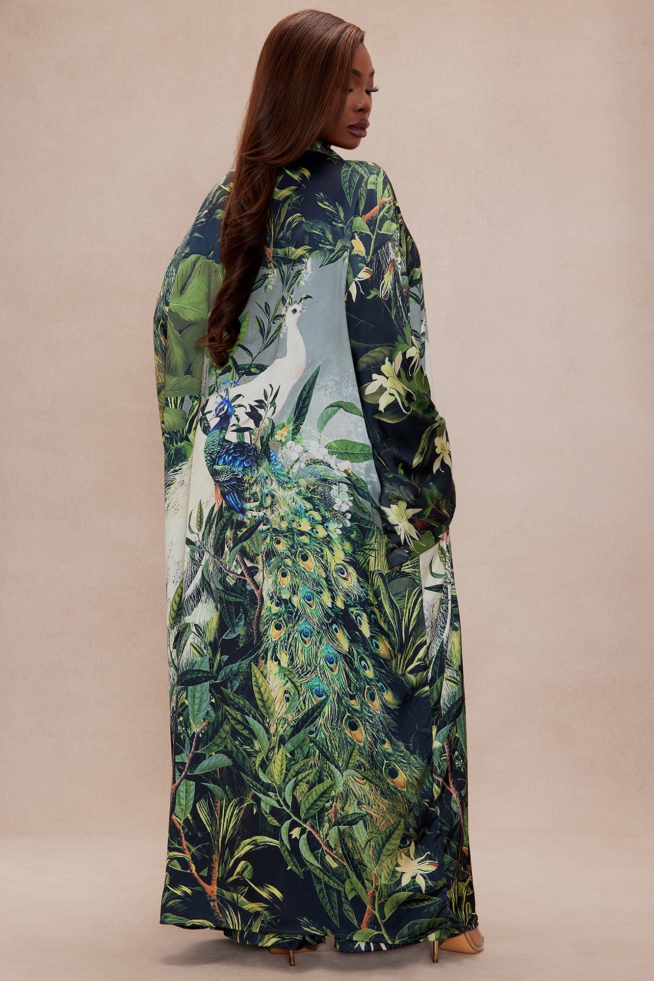Kamaria Satin Kimono Set - Green/combo