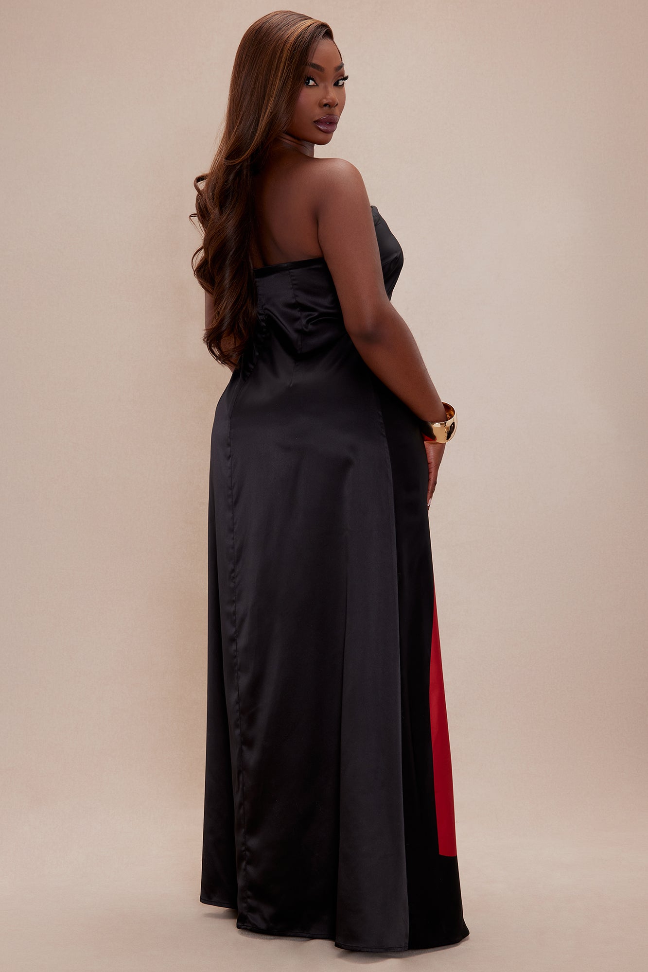 Amalfi Satin Maxi Dress - Black/combo