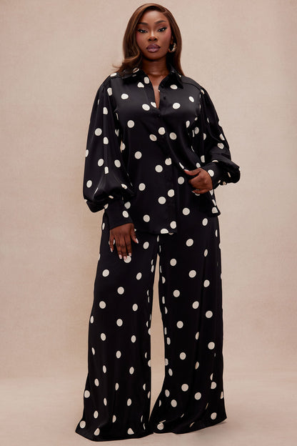 Chloe Satin Pant Set - Black/White