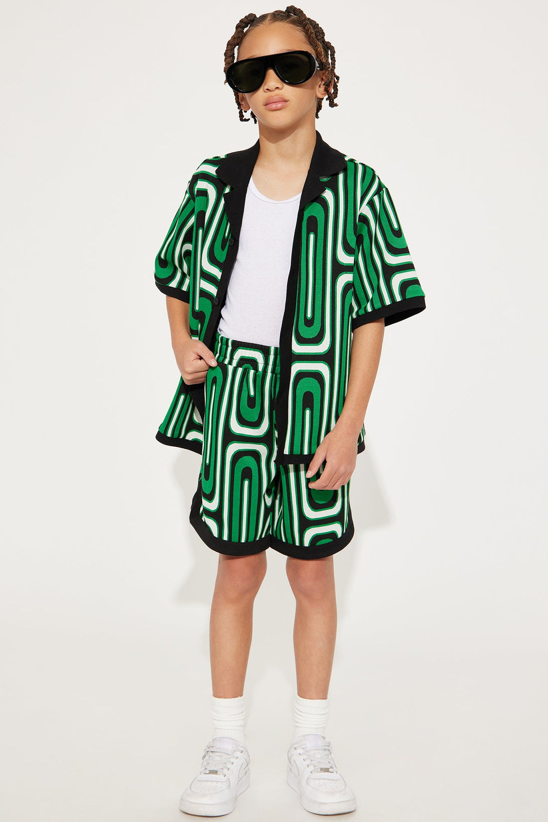 Mini Jack Retro Pattern Warm Up Shorts - Green/combo