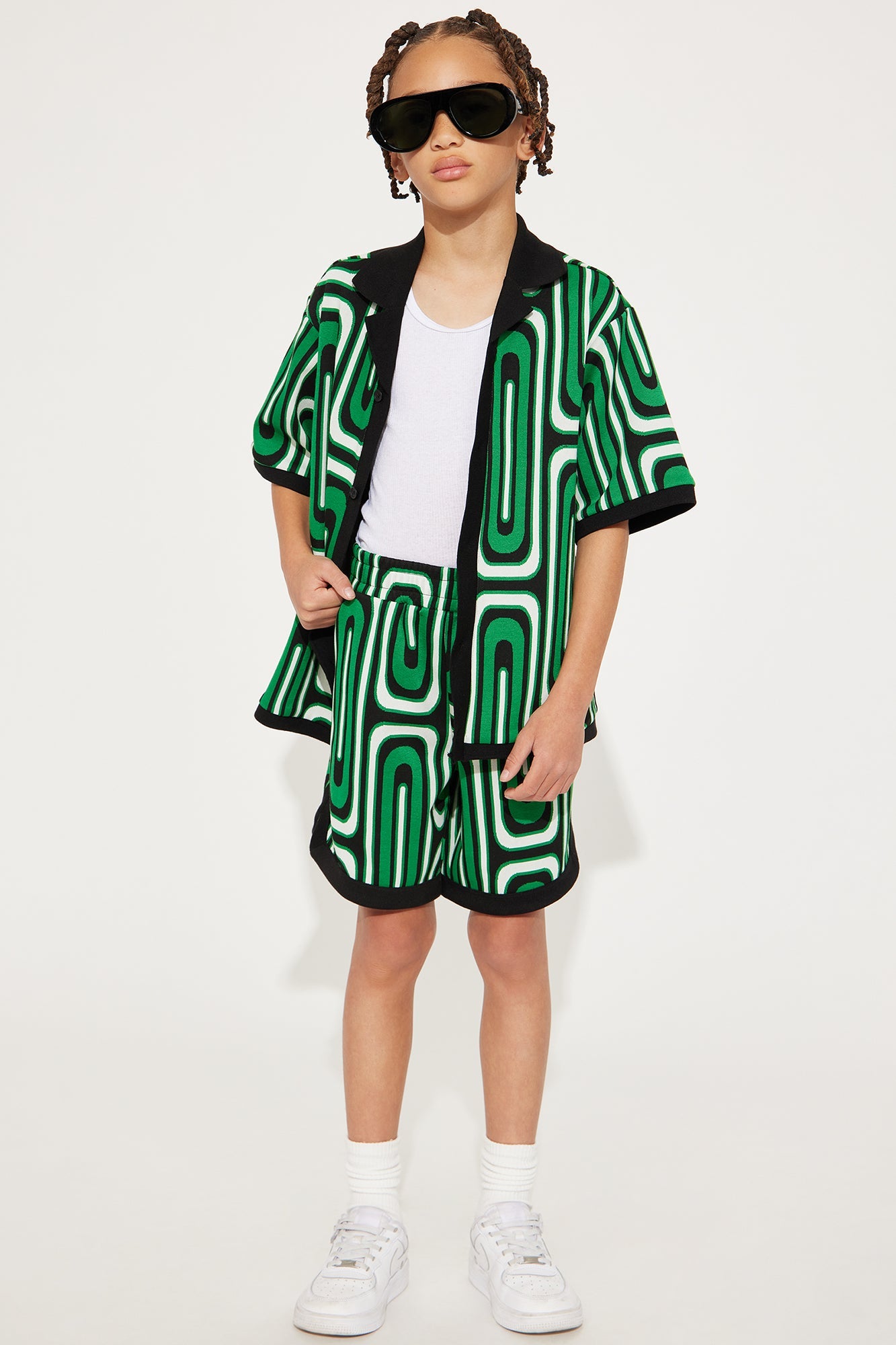 Mini Jack Retro Pattern Warm Up Shorts - Green/combo