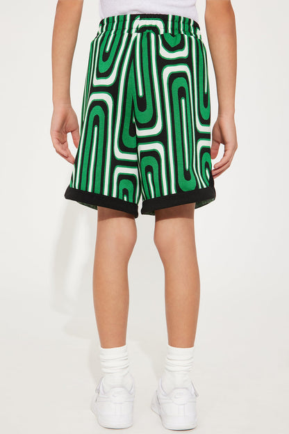 Mini Jack Retro Pattern Warm Up Shorts - Green/combo