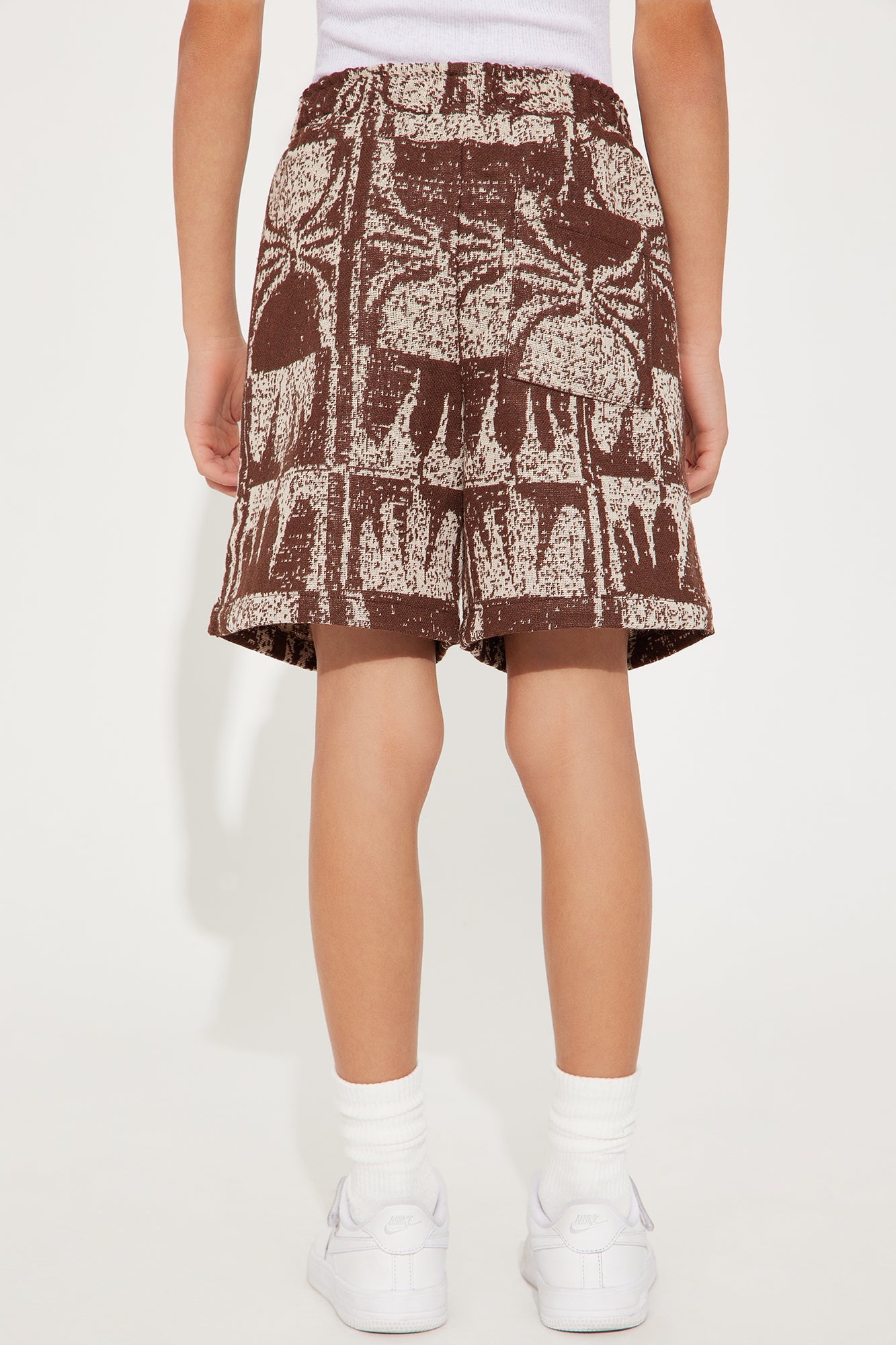 Mini Tribal Pattern Relaxed Shorts - Brown/combo