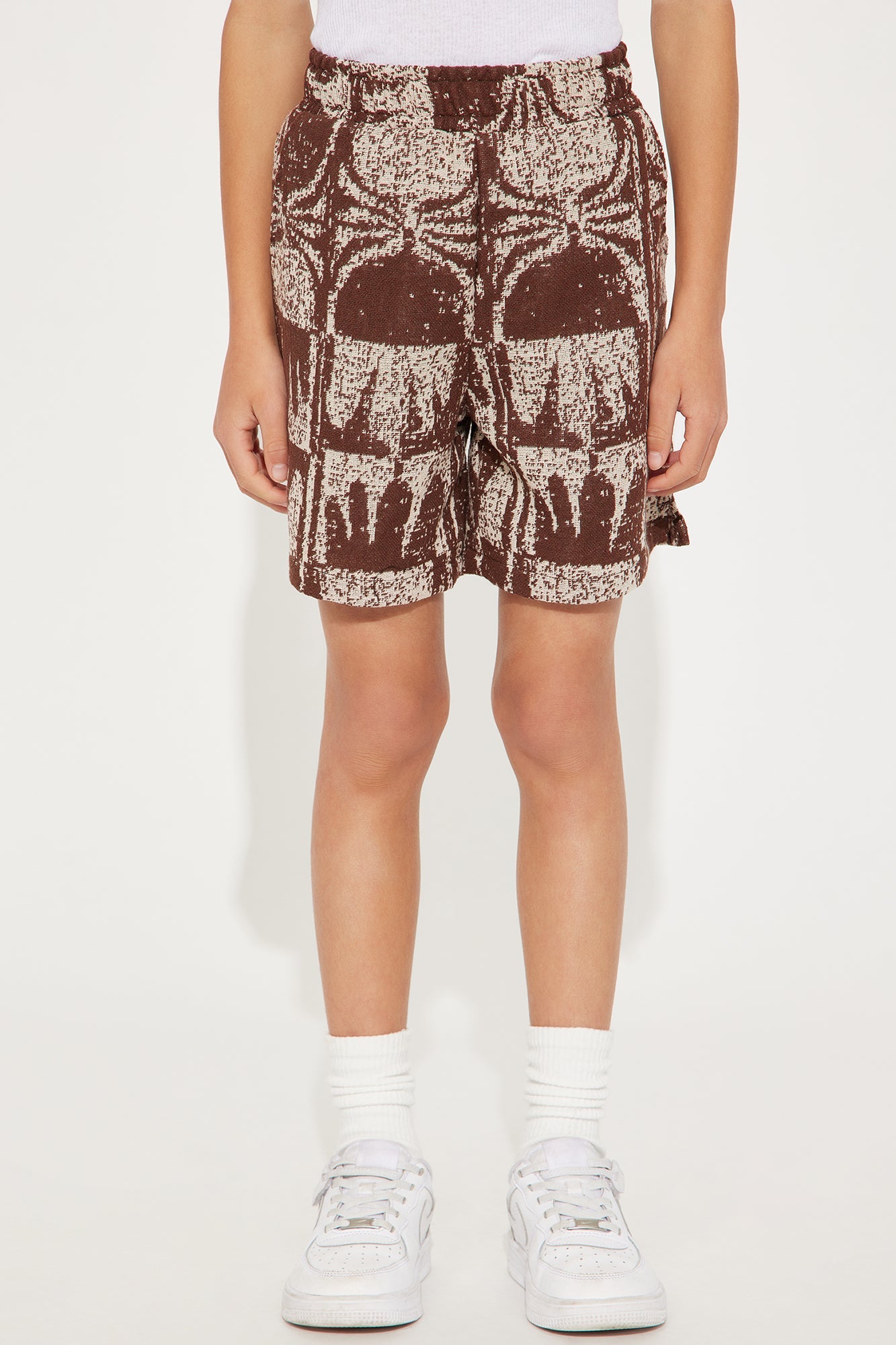 Mini Tribal Pattern Relaxed Shorts - Brown/combo