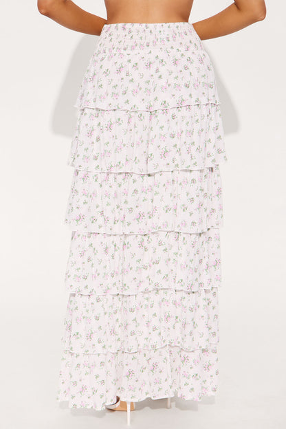 Isabella Ruffled Maxi Skirt - White/combo