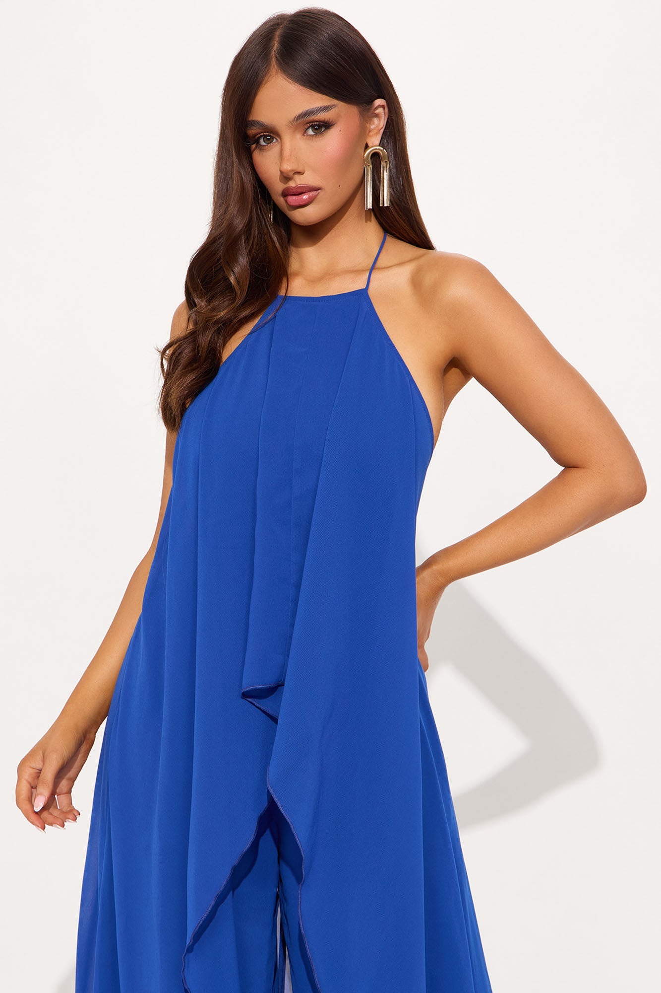 Bella Flowy Chiffon Jumpsuit - Blue
