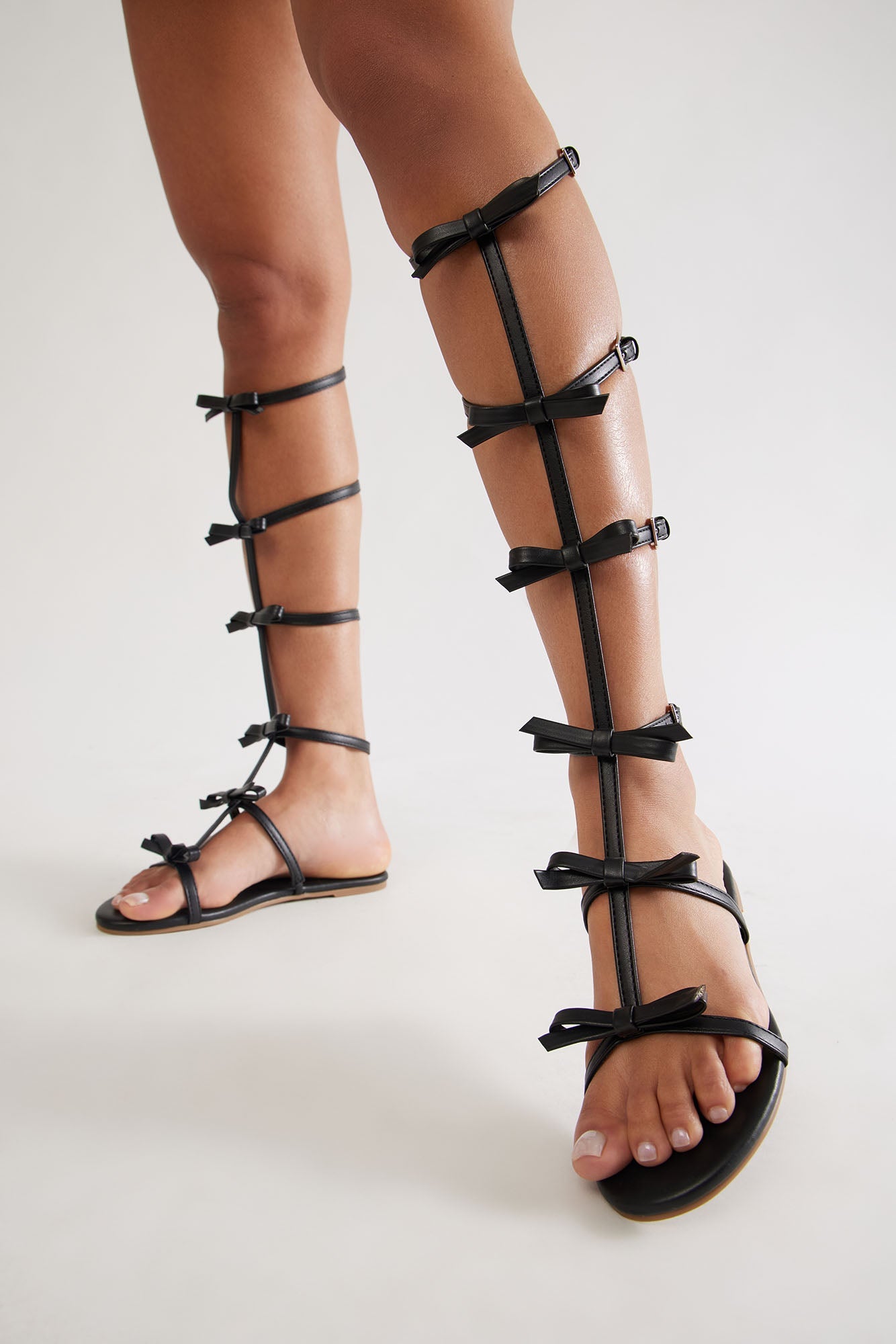 Dextra Bow Gladiator Sandals - Black