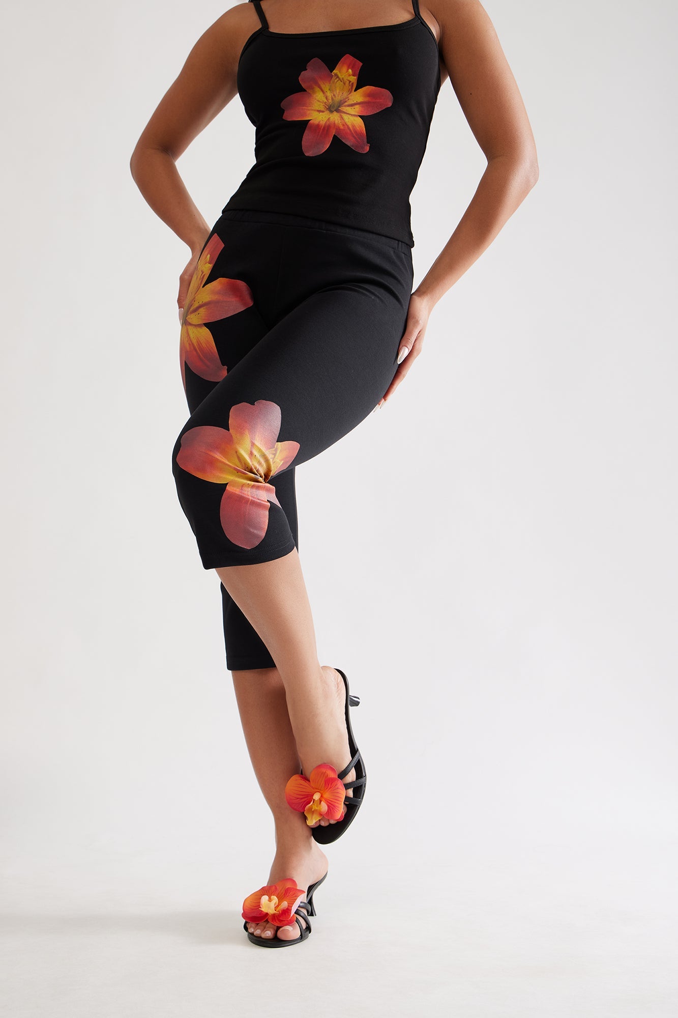 Jelani Flower Mules - Black