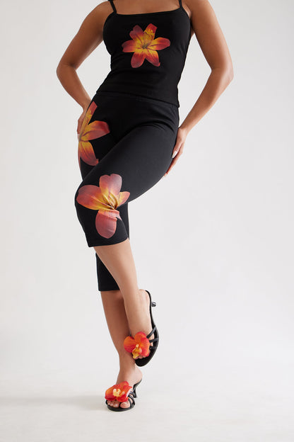 Jelani Flower Mules - Black