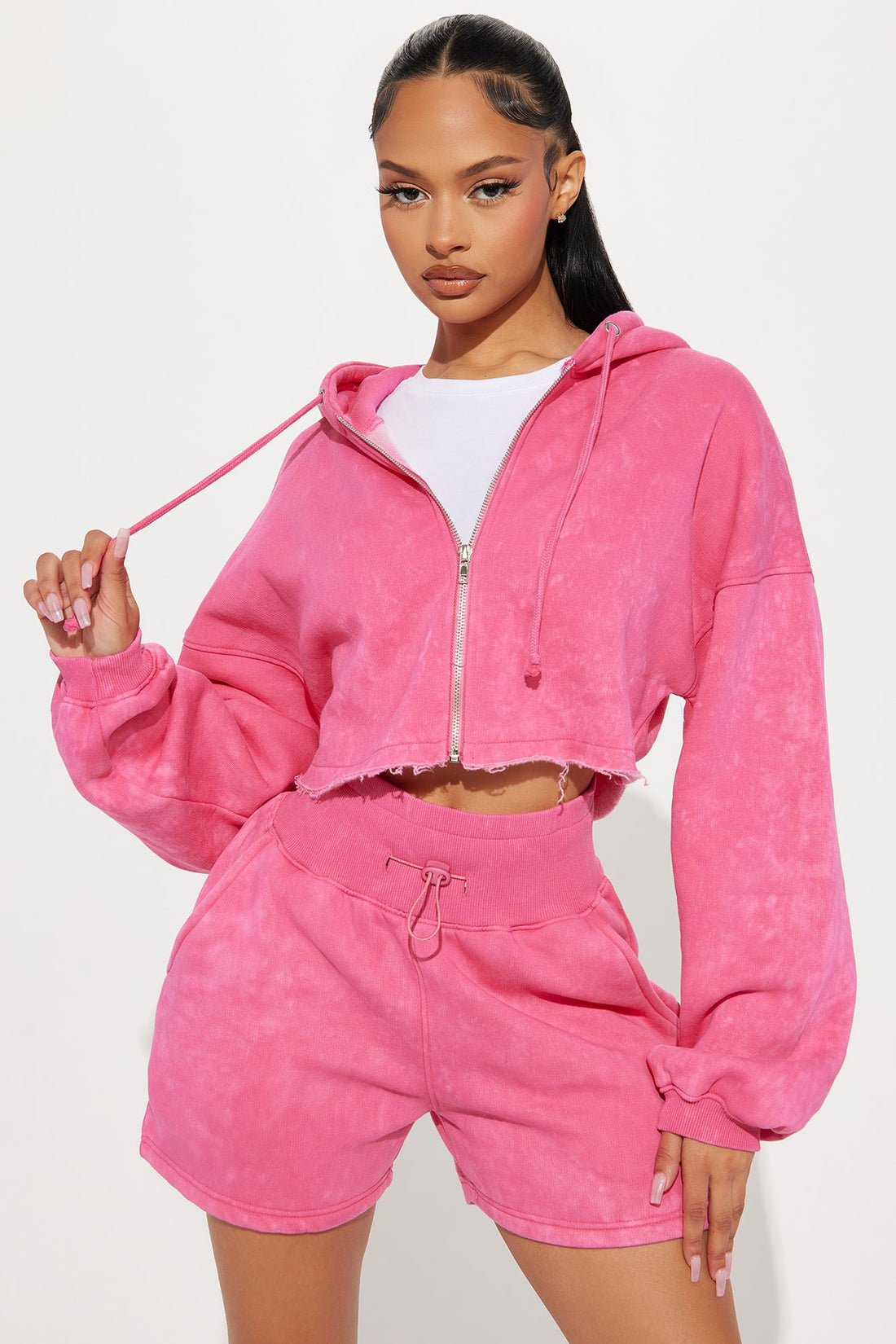On The Go Fleece Short Set - Pink