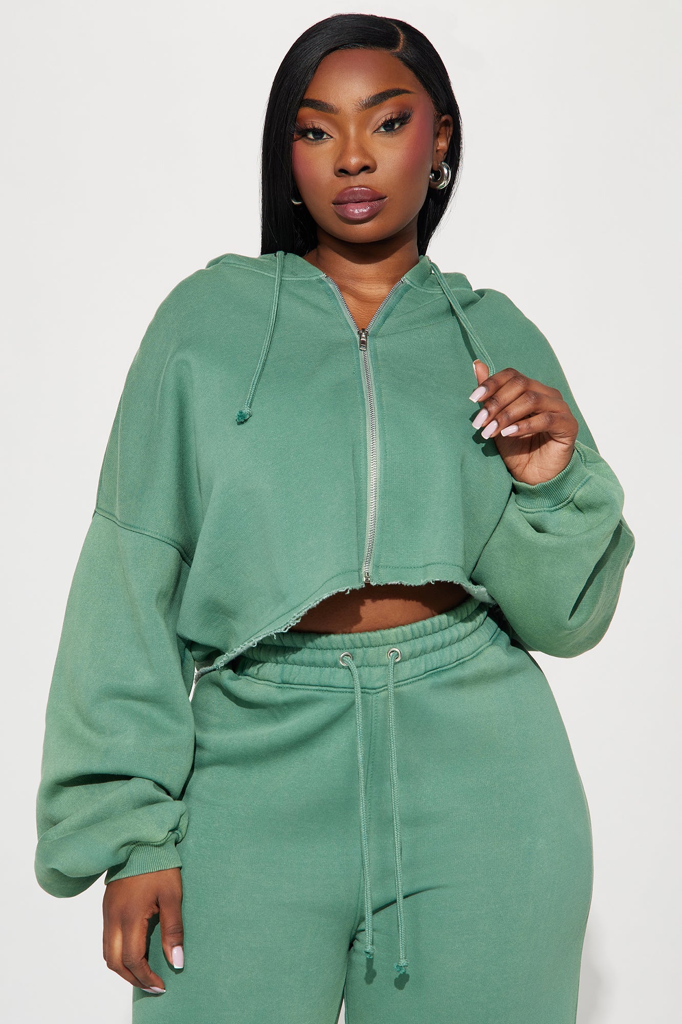 On The Go Fleece Pant Set - Green