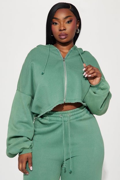 On The Go Fleece Pant Set - Green