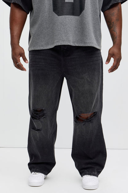 Alvarez Distressed Baggy Jeans - Black Wash