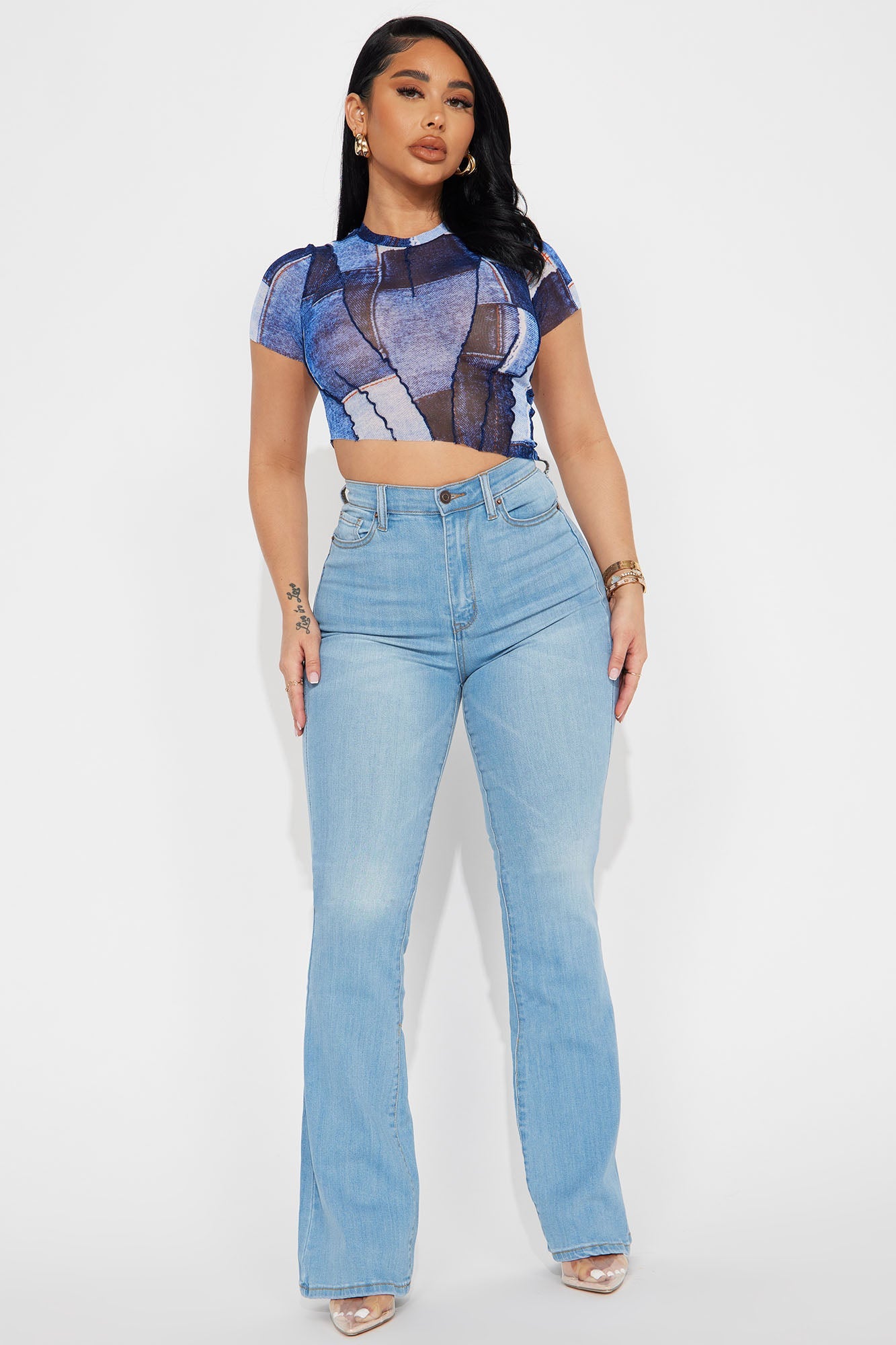 Tall Luxurious Super Stretch Flare Jeans - Light Blue Wash